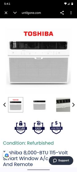 Toshiba Ac Window Unit  8,000btu
