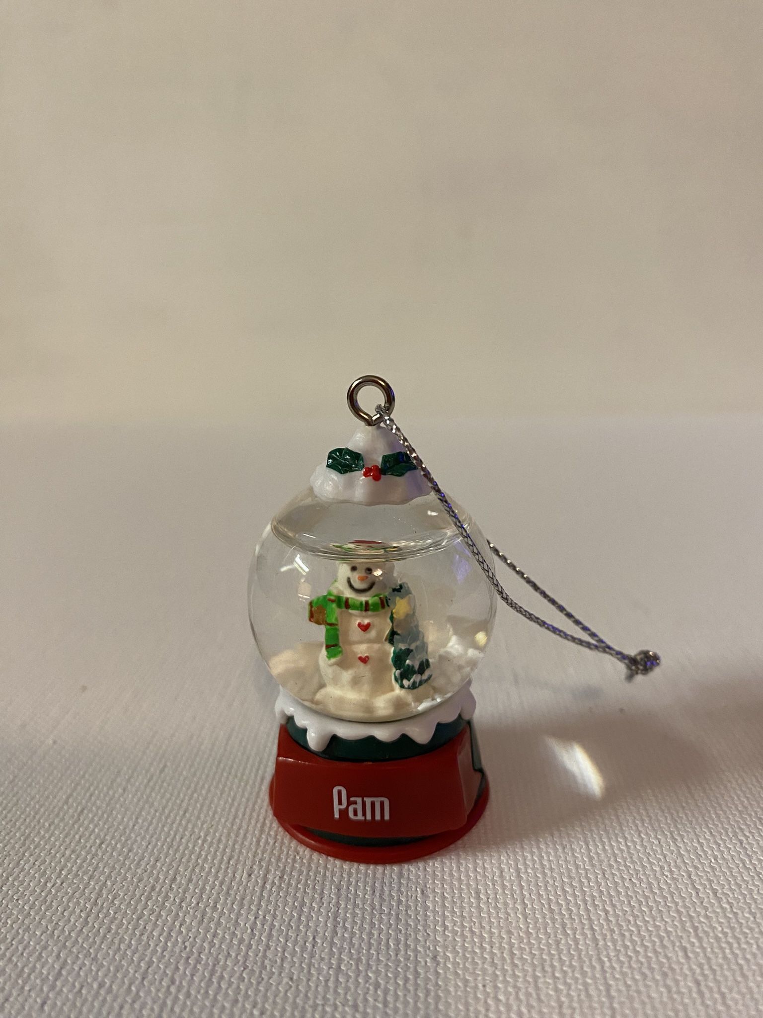 Snowman Snow Globe Ornament, Pam