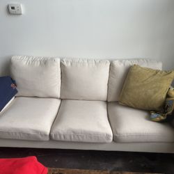 Beautiful Cream 3-Seater Sofa Square handrests with Built-In Power Outlets – $200 OBO