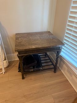 Marble Top End Table with Wood Base