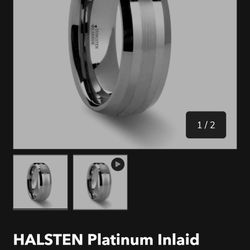 Men’s Halston Platinum Inlay Wedding Band 11.5