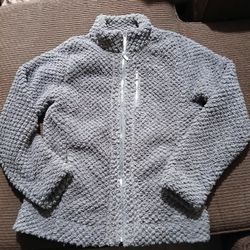 Calvin Klein Women's Gray Sherpa Fleece Jacket - Medium 