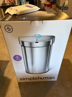 Simple human 45 L semi round liner motion sensor kitchen trash can stainless steel touch less indoor garbage can 