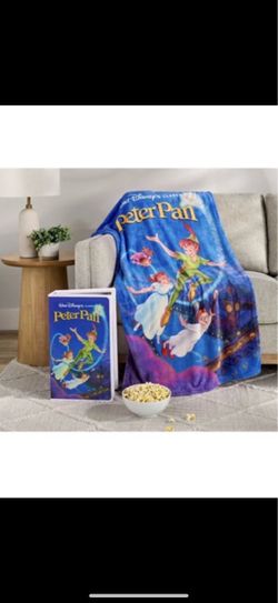 NEW DISNEY PETER PAN SILK THROW BLANKET VHS BOXED 50 X 70