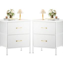 😀 Set of 2 GINRGINR Nightstand Fabric Drawers Dresser For Bedroom, Fabric Night Stand With Fabric Drawer 