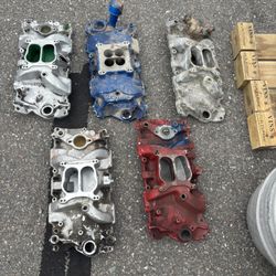 Small Block Chevy Intake Manifold SBC Offenhauser, Edelbrock, aluminum four barrel