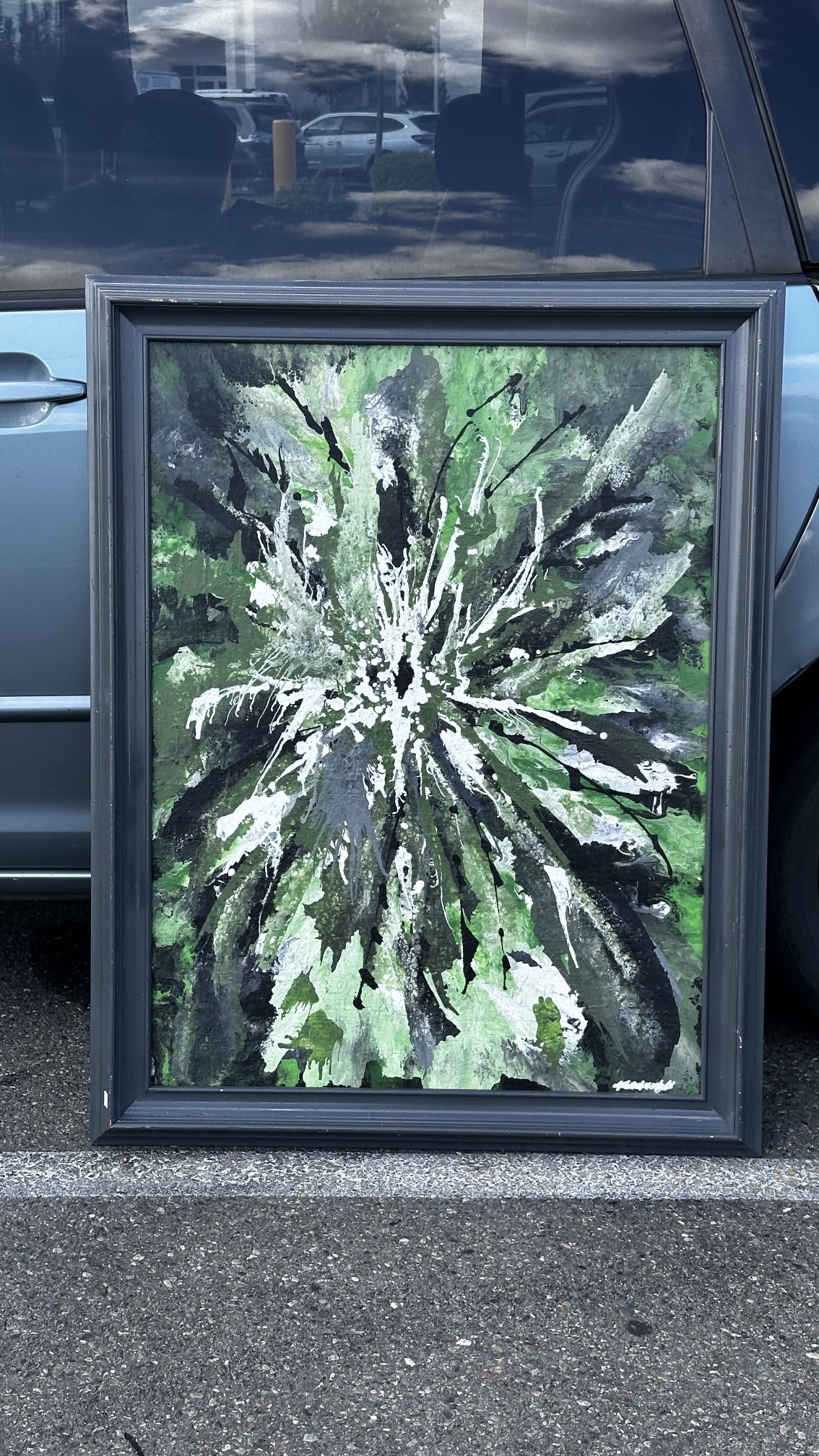 Large vintage Impressionist Abstract Flowers Painting framed 36*47