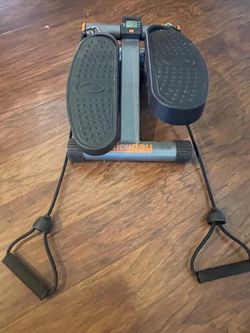 Stationary step machine with arm bands