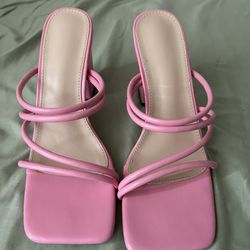 Pink Square Toes Heels