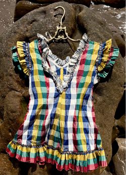 Vintage 1930s 1940s Child’s Plaid Stage Dance Costume Dress