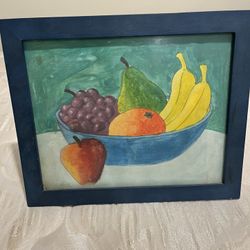 Fruit bowl on canvas approx L11.5 W9.5
