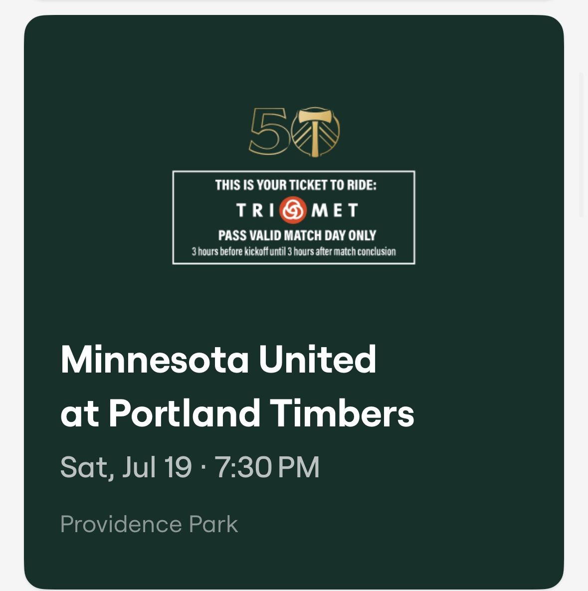 2 tickets to Timbers versus Minnesota July 19 at 7:30