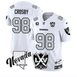 MEN’S GREY OR WHITE MAXX CROSBY LAS VEGAS RAIDERS STITCHED JERSEY $50. CASH PLEASE!!