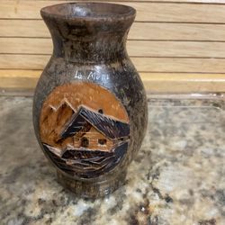 Vintage Handcrafted 3D Wooden Vase