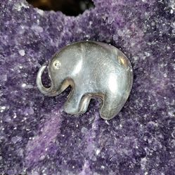 2" Sterling Silver And Crystal Elephant Brooch Pin 11.1g