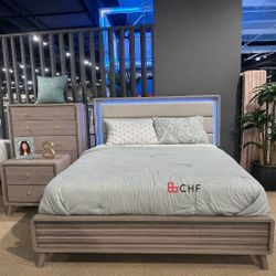 Led Headboard Queen Size Bed Frame // Mattress Sold Separately 