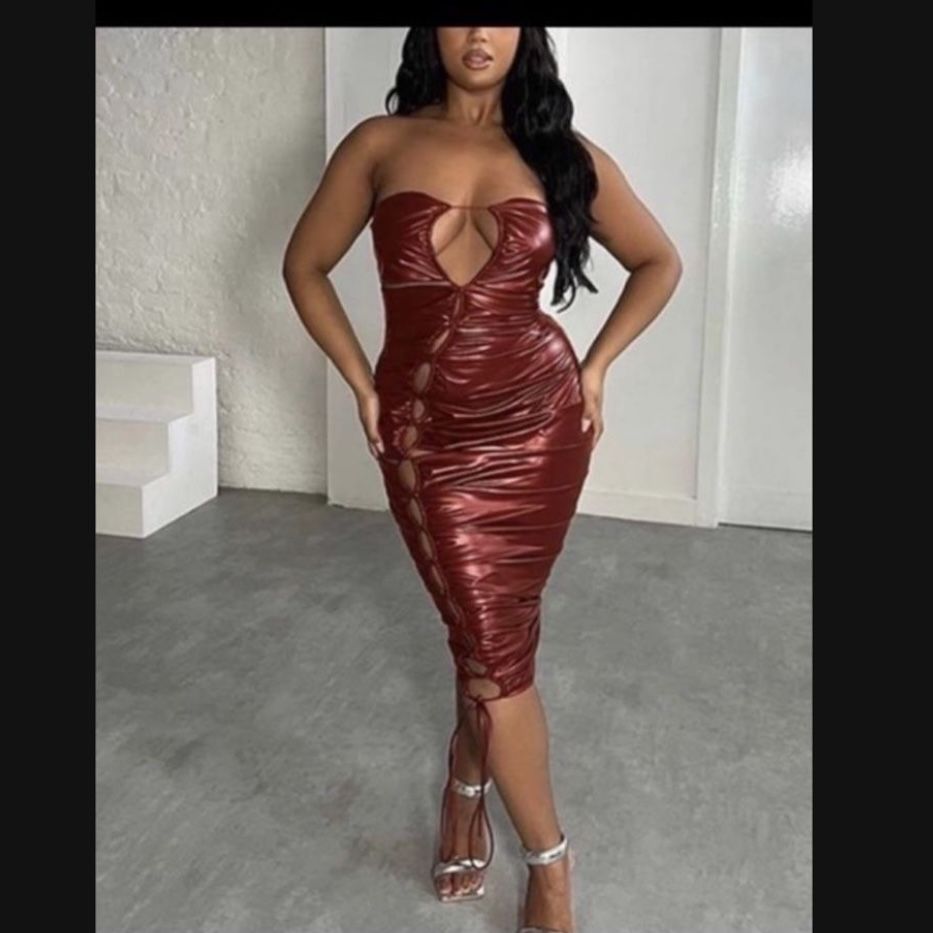 Red Strapless Bodycon Dress