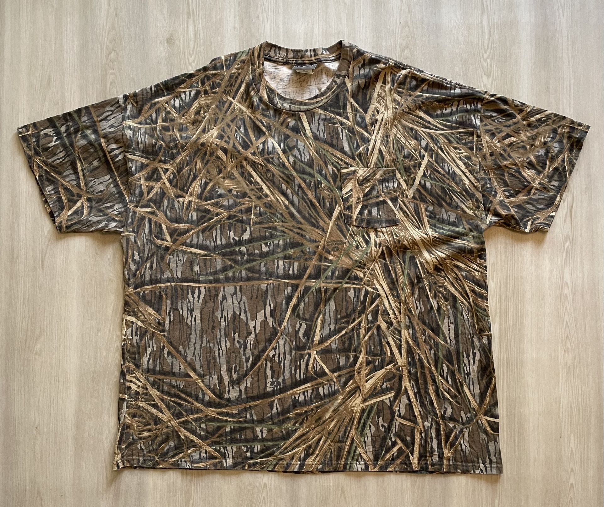 Vintage Jerzees Outdoors Mossy Oak Camo Shorts Sleeve Pocket Tee Sz 4XL