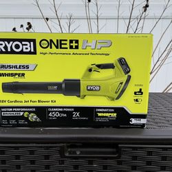 RYOBI  HP 18V Brushless Whisper Series 450CFM Leaf Blower
