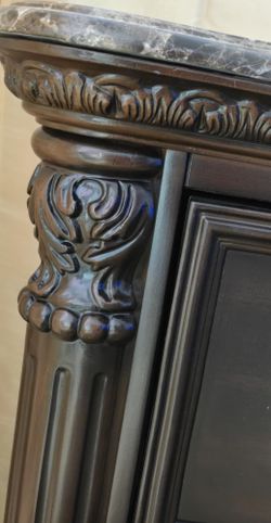 Elegant Cherry Wood Nightstand with Marble Top