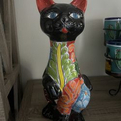 Talavera Cat Statue