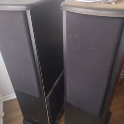 Twin Techwood Tower Speakers, A Techwood Receiver,2 Extra Floor Model Speakers, Kenwood And Sanyo