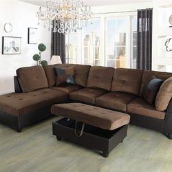Sectional color cafe mueble de tela