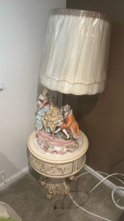 Vintage Capodimonte Huge Figural Ceramic Table Lamp by D. Polo Uiato, 44" Tall