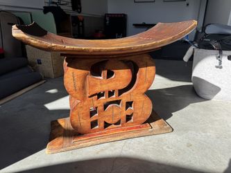 African Kings Throne, Hand Carved Natural Hardwood Table, African Tribal Stool