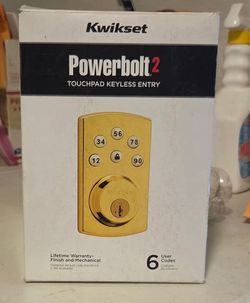 Kwikset Powerbolt 2 5-Button Keypad Polished Brass Traditional Electronic Deadbolt Door Lock
