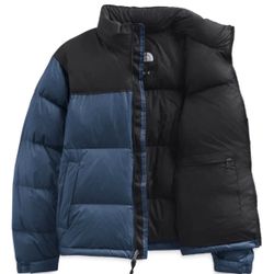 The North Face blue puffer jacket 