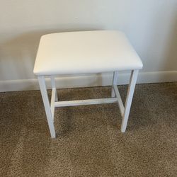 Small, White Vanity Stools with Cushion, Makeup Vanity Chair 
