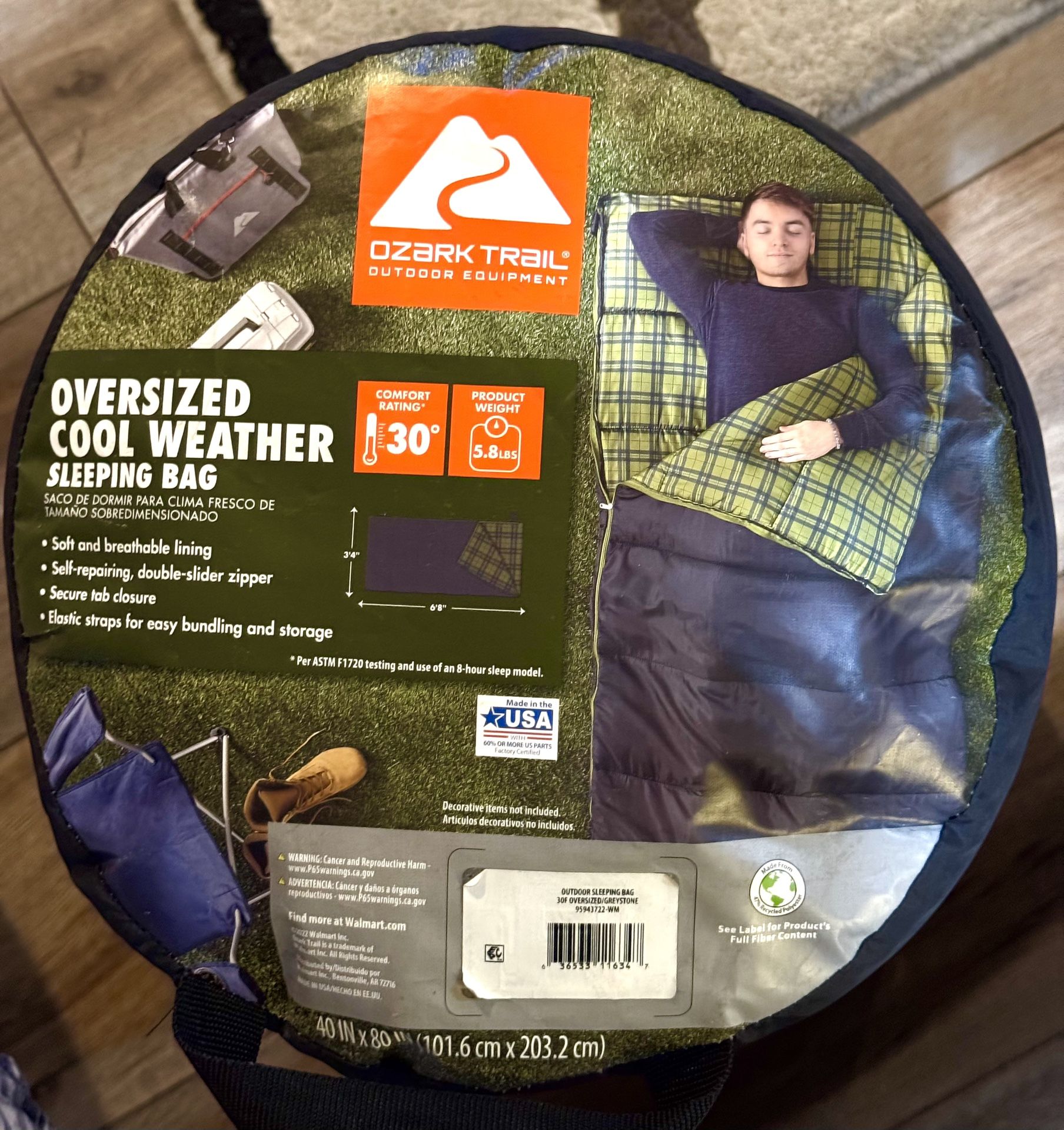 Ozark Trail Oversized 30F Cool Weather Sleeping Bag