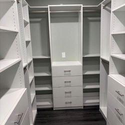 White Modular Closet System Shelves Drawers Rods