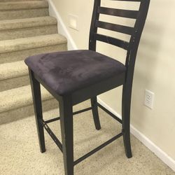 Black Darkwood Microfiber Seat Barstool/ Chair.