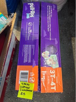 Size 1 Huggies diapers 8 dollars a pack, Pull ups size 3t-4t