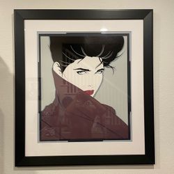 Vintage 1980s  Patrick Nagel  "The Book" Print Framed