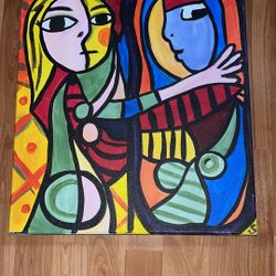 ART: Couple hugging painting