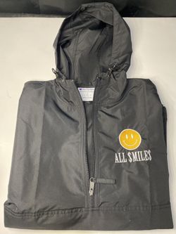 Champion Black Packable Jacket- ALL $MILE$ Logo Windbreaker Size S