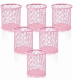 Pink Metal Mesh Pencil Holders Set of 6
