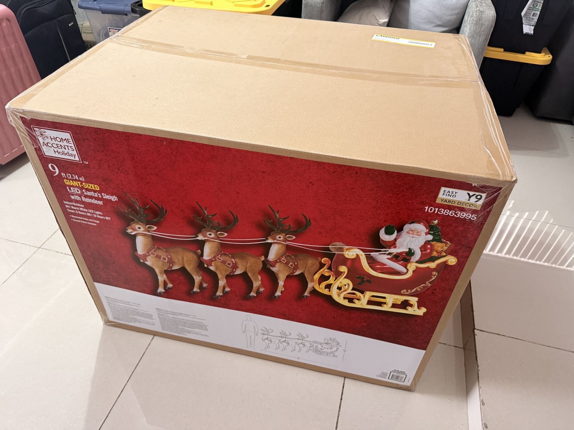 9 ft. Giant-Sized LED Santa's Sleigh with Reindeer Holiday Yard Decoration Y9