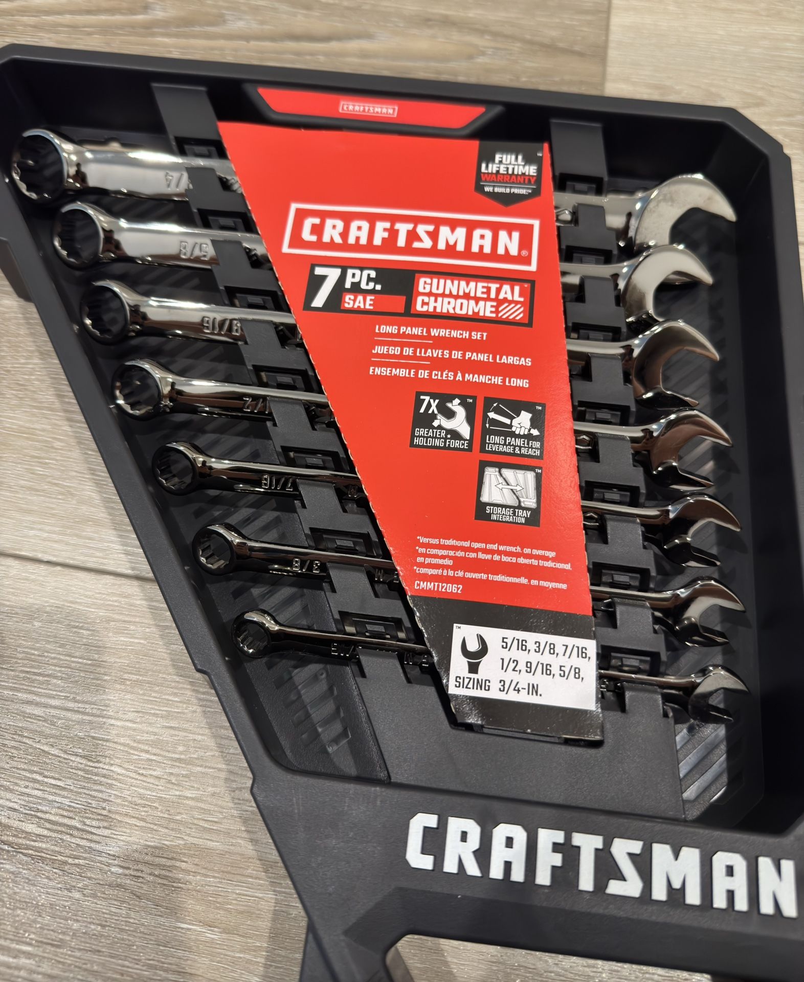 CRAFTSMAN Combination Wrench Set 7 Pieces SAE Gunmetal Chrome