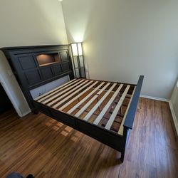 Black Solid Wood Queen Bed Frame