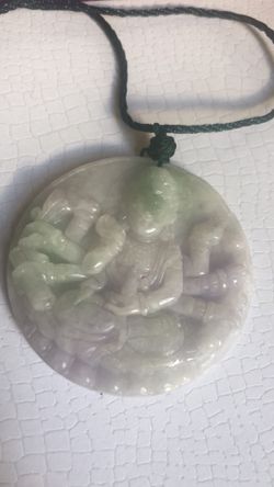 Natural jade certified A grade Chinese Gods carved pendant