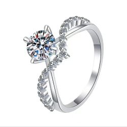 Platinum Plated Mossinate Like Diamond Ring