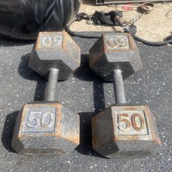 2-50lb Hex Dumbbells 