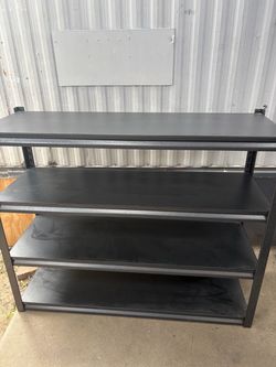 Black Metal 4-Tier Storage Shelving Unit