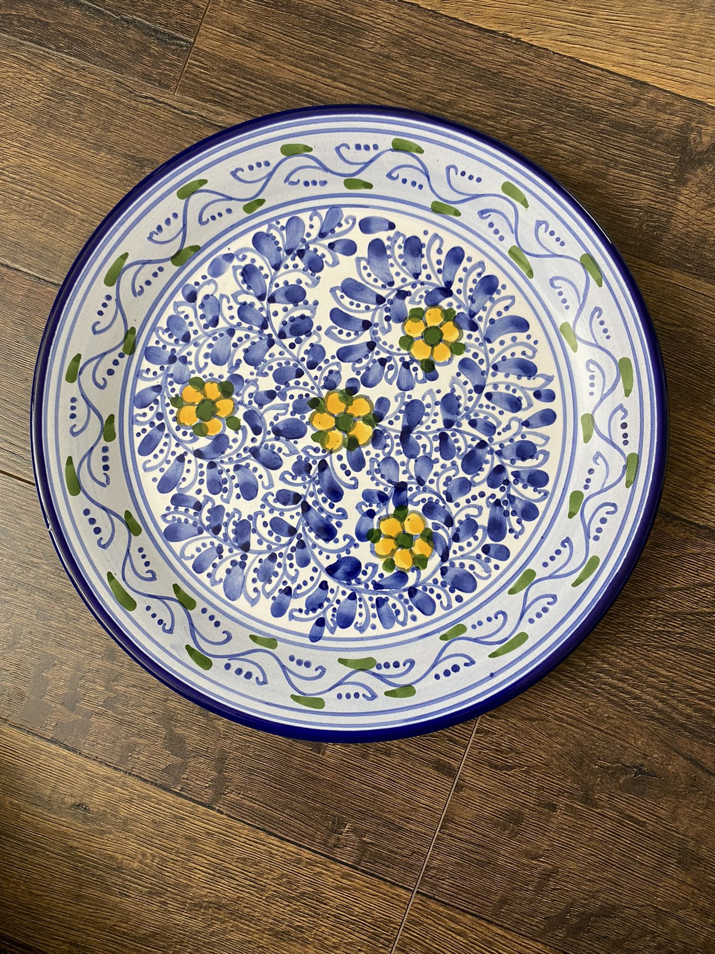 Le Souk Tunisia Blue Yellow Floral Plate