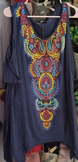 Brand New - Sleeveless Navy blue boho tank top