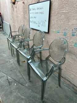Ghost Dining Armchairs Set of 4 Smoke Clear